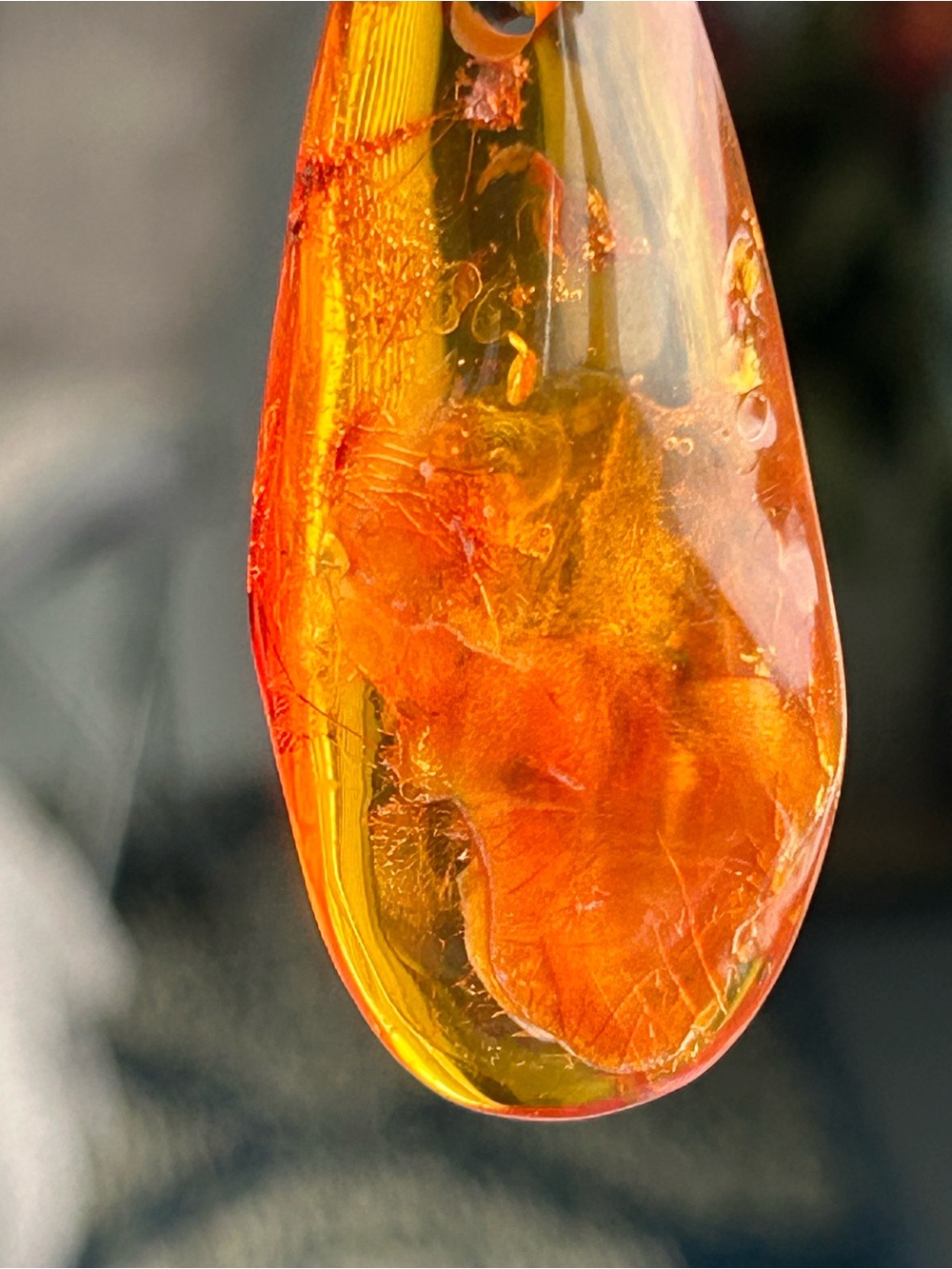 Poland Vintage Baltic Amber Insect Fossil Inclusion Huge Teardrop Pendant - Picture 11 of 17